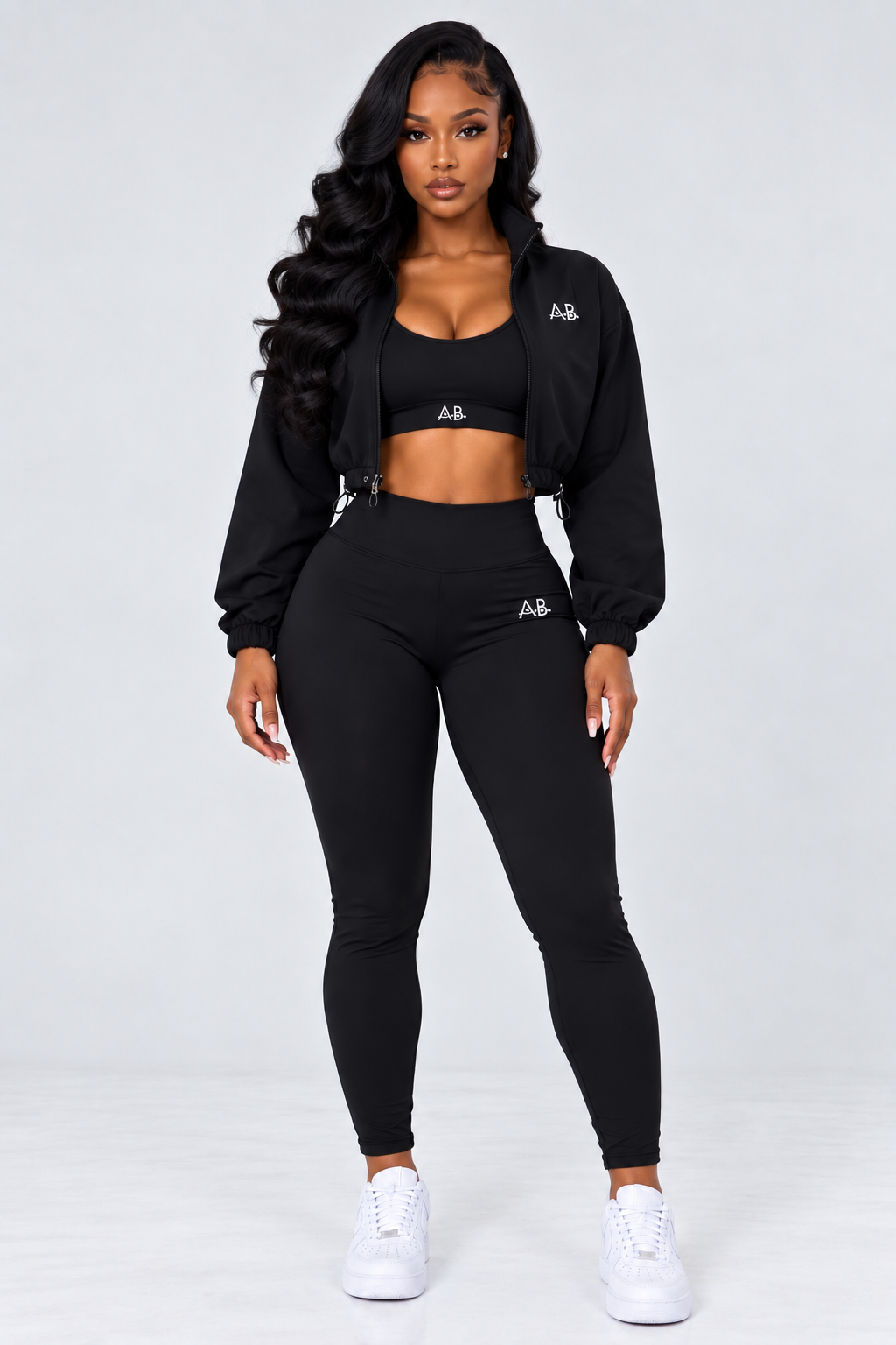 ACTIVE BALANCE 3-PIECE CROPPED SET - BALCK