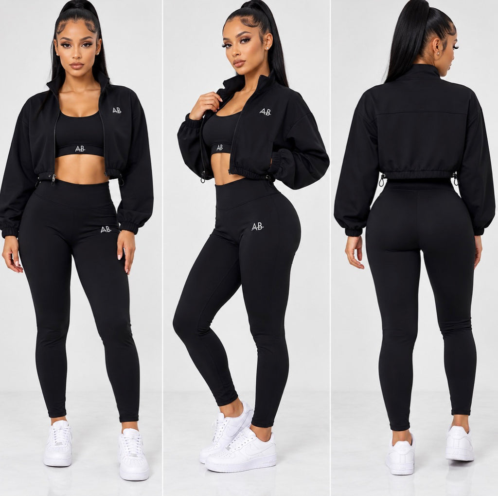 ACTIVE BALANCE 3-PIECE CROPPED SET - BALCK
