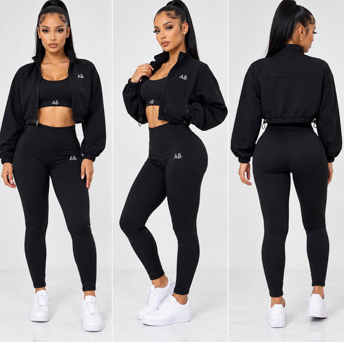 ACTIVE BALANCE 3-PIECE CROPPED SET - BALCK